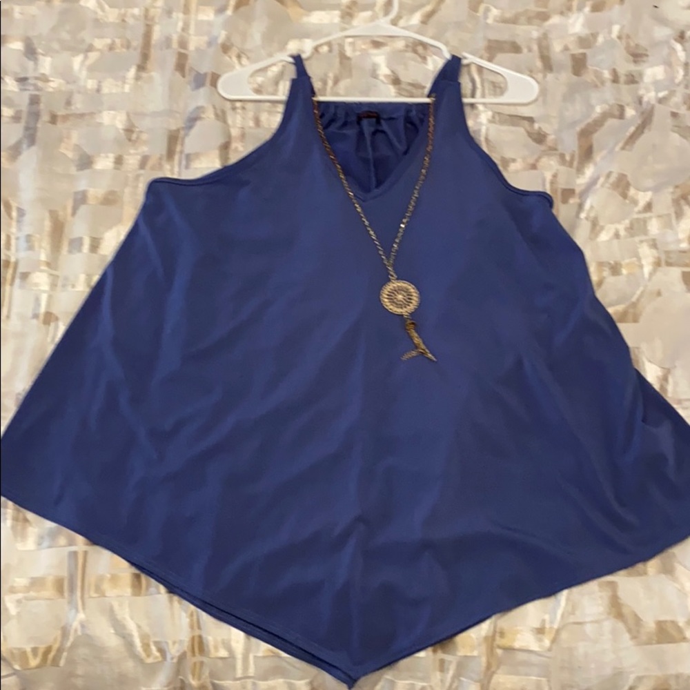 Blue handkerchief top with Detachable necklace